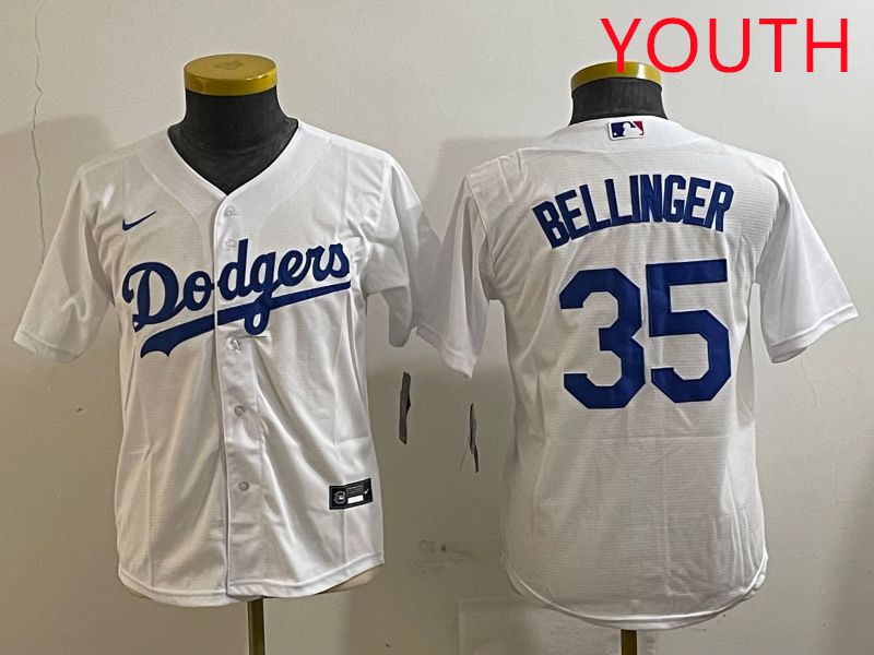Youth Los Angeles Dodgers #35 Bellinger White Game 2025 Nike MLB Jersey style 3